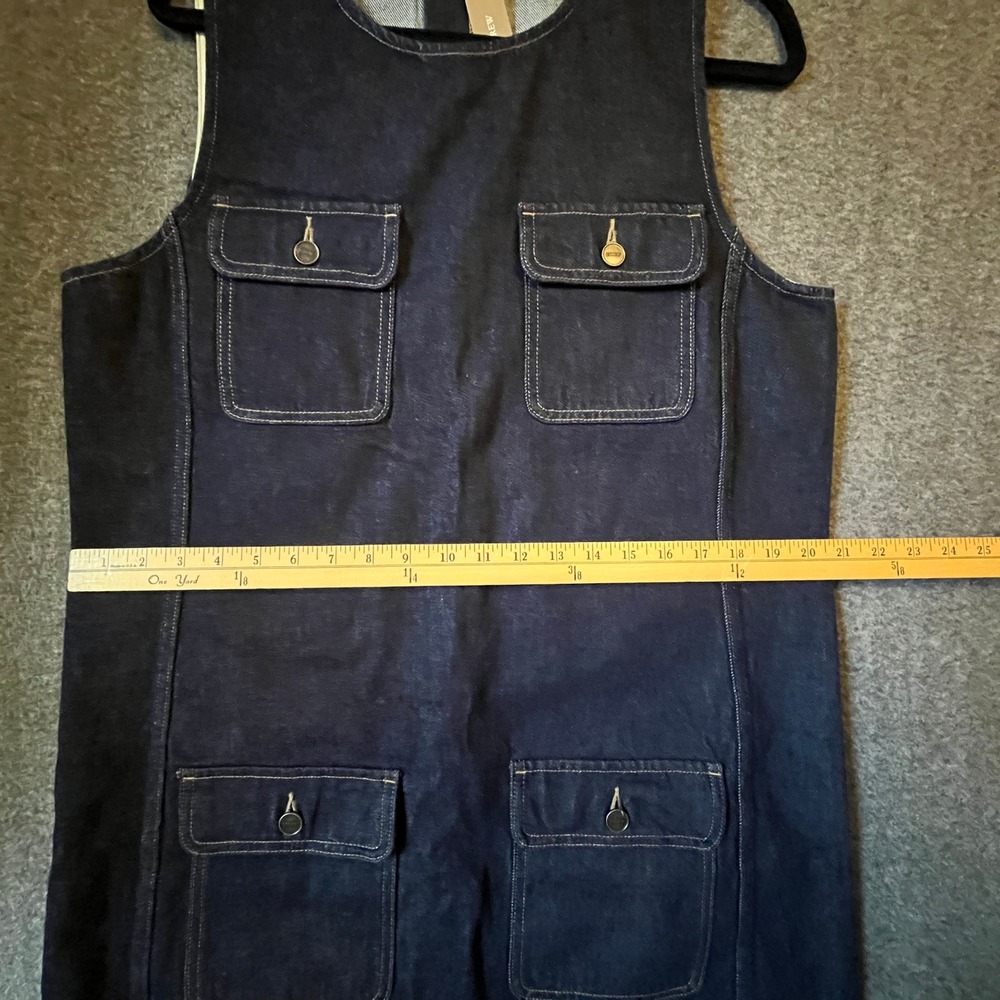 J.Crew Patch Pocket Denim Shift Dress NWT Women L Sleeveless Mini Utility Office - Picture 7 of 12